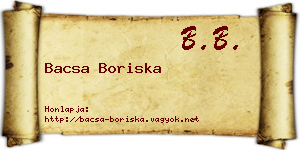 Bacsa Boriska névjegykártya